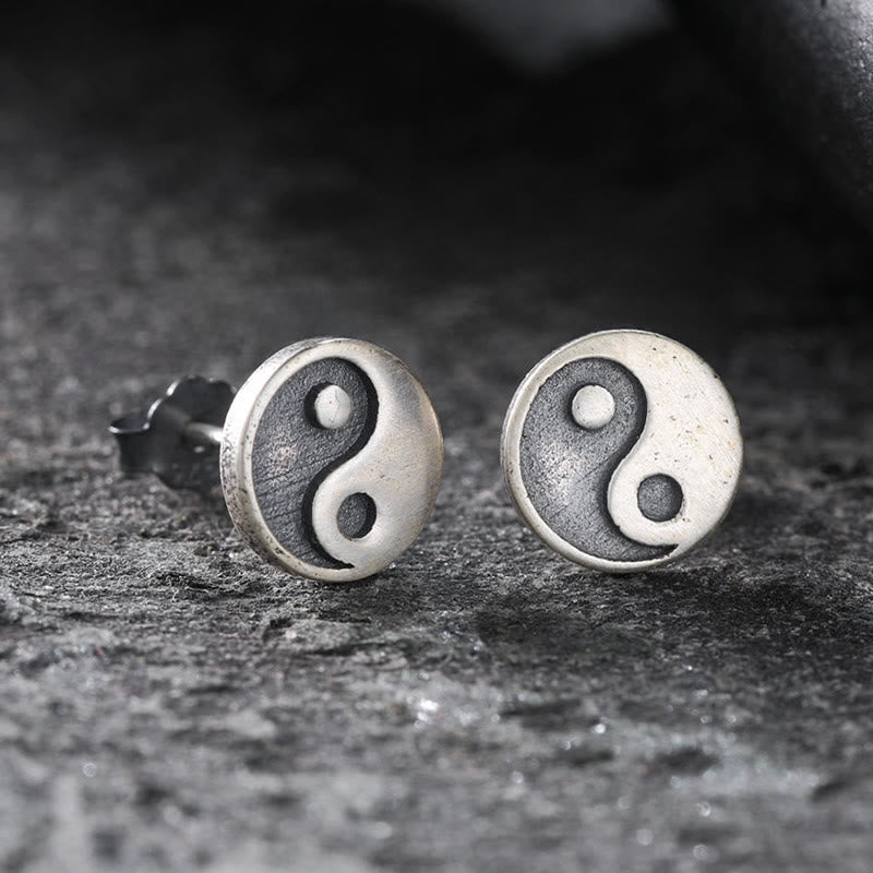 Buddha Stones Ohrstecker aus 925er Sterlingsilber mit Yin-Yang-Symbol - NUR ein Ohrring (Ohrstecker aus 925er Sterlingsilber) - image 0