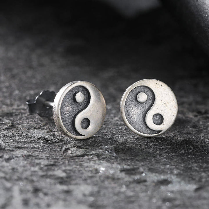Buddha Stones Ohrstecker aus 925er Sterlingsilber mit Yin-Yang-Symbol - NUR ein Ohrring (Ohrstecker aus 925er Sterlingsilber) - image 0