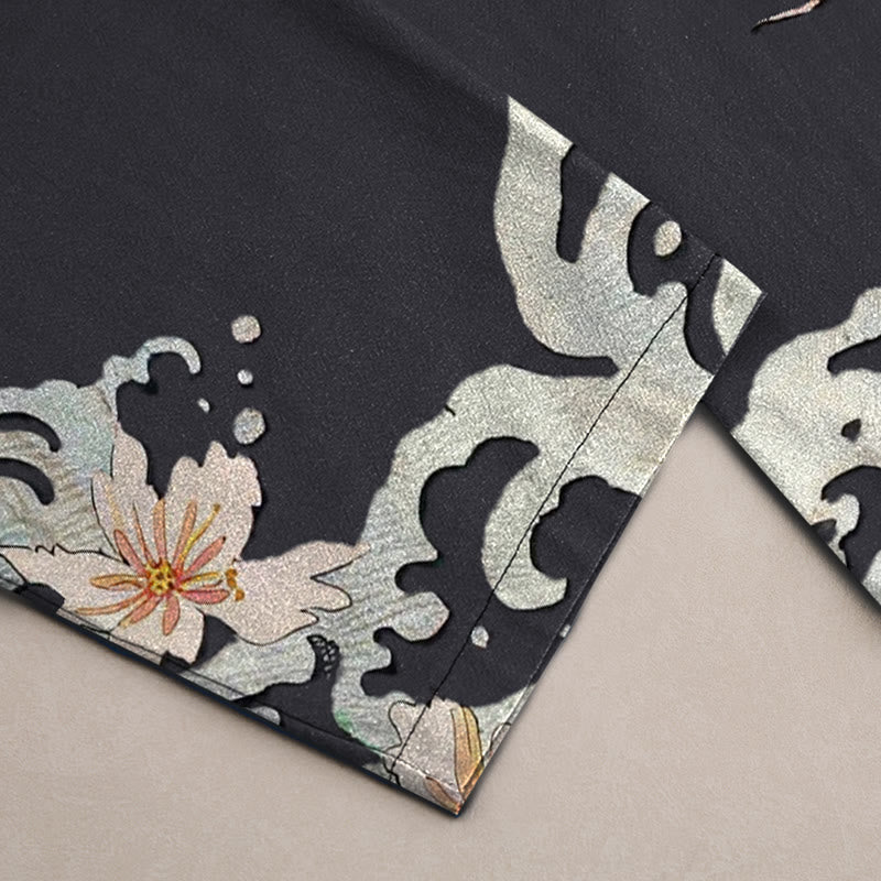Buddha Stones Herrenhose aus Baumwolle mit orientalischem Drachen- und Lotusmuster, schmal zulaufend und mit Taschen - image 3