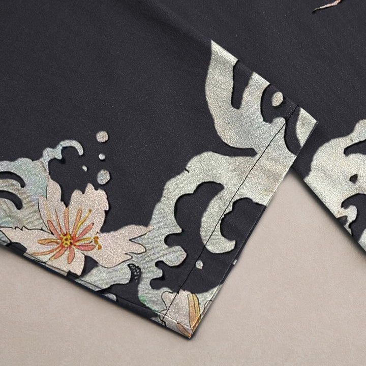 Buddha Stones Herrenhose aus Baumwolle mit orientalischem Drachen- und Lotusmuster, schmal zulaufend und mit Taschen - image 3