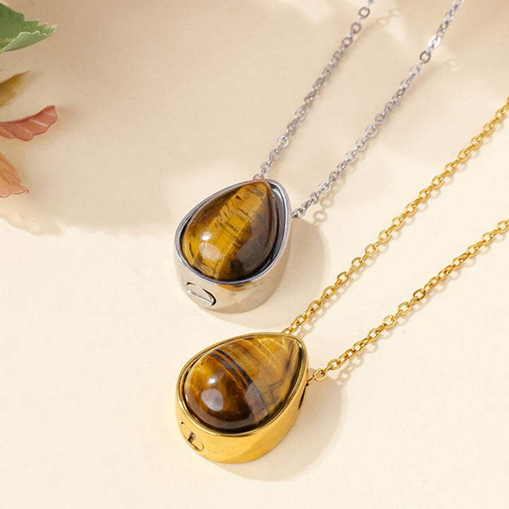Buddha Stones Halskettenanhänger aus natürlichem blauem Spitzenachat, Rosenquarz und schwarzem Onyx in Tropfenform – Balance-Design - image 11