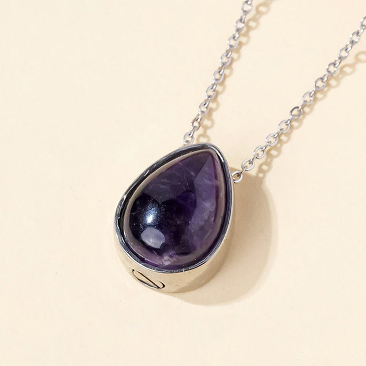 Buddha Stones Halskettenanhänger aus natürlichem blauem Spitzenachat, Rosenquarz und schwarzem Onyx in Tropfenform – Balance-Design - Amethyst-Silberkette - image 19