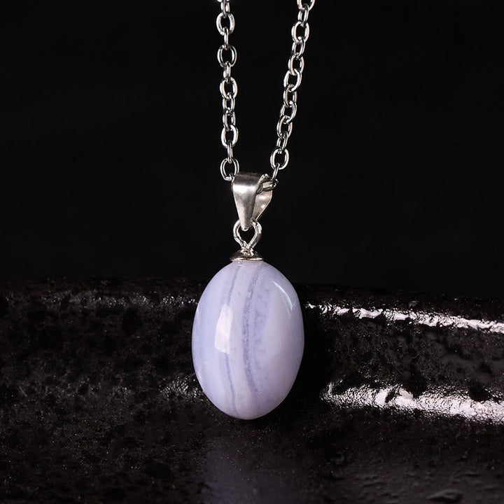 Buddha Stones Halskettenanhänger aus natürlichem blauem Spitzenachat - image 1