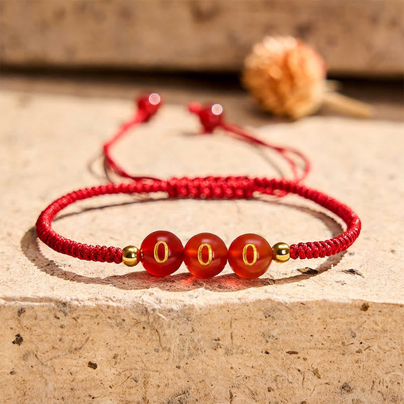 Buddha Stones Engelszahl Rote Schnur Rote Achatperlen Glück Geflochtenes verstellbares Armband - 000 Engelszahl - Rotes Band (Handgelenkumfang 15-22 cm) - image 8