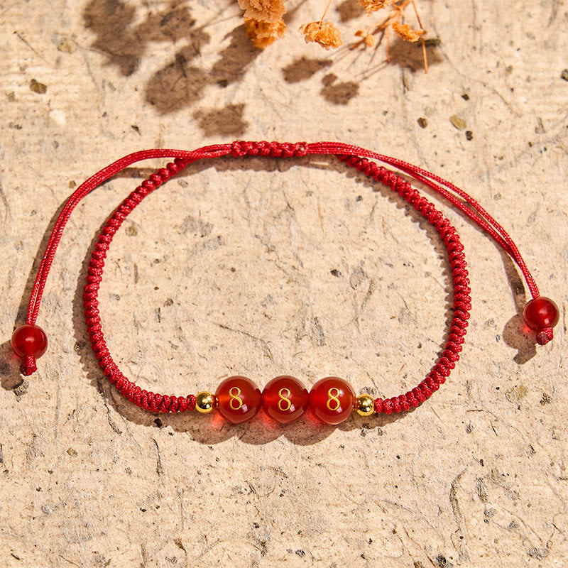 Buddha Stones Engelszahl Rote Schnur Rote Achatperlen Glück Geflochtenes verstellbares Armband - image 23