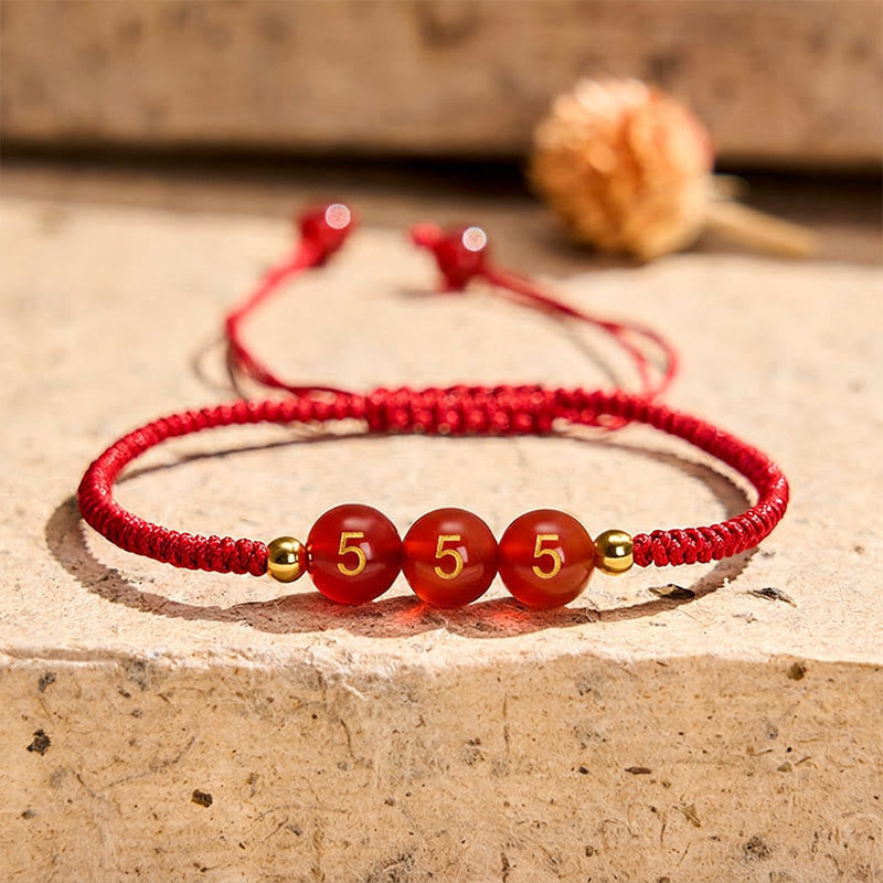 Buddha Stones Engelszahl Rote Schnur Rote Achatperlen Glück Geflochtenes verstellbares Armband - Engelszahl 555 - Rotes Band (Handgelenkumfang 15-22 cm) - image 16