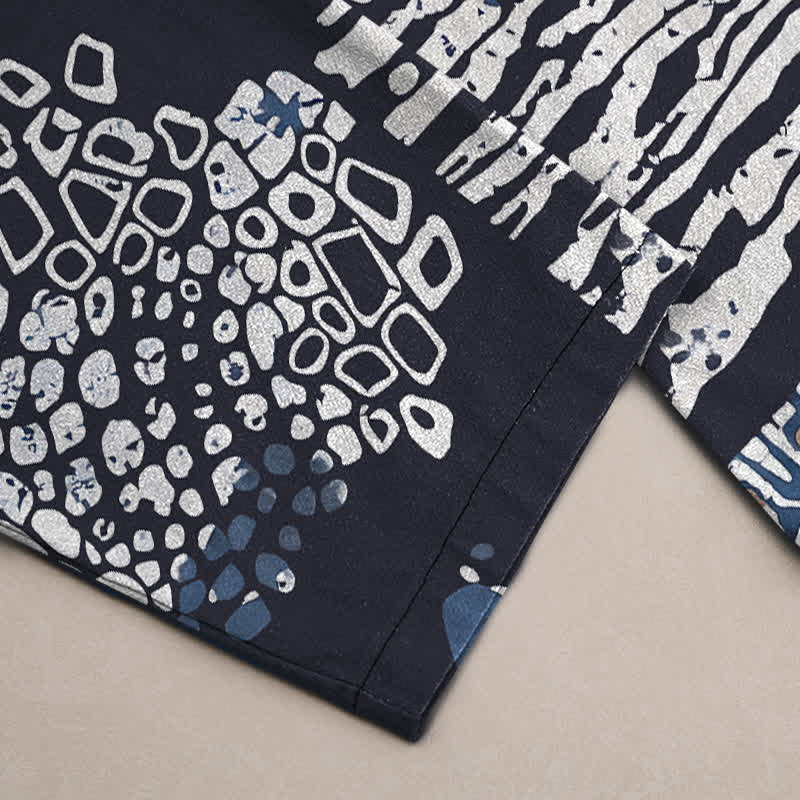 Buddha Stones Herrenhose aus Baumwolle mit geometrischem Patchworkmuster, schmal zulaufendem Schnitt und Taschen - image 3