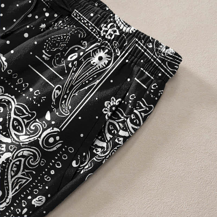 Buddha Stones Herrenhose mit schmal zulaufendem Schnitt und Taschen, Baumwoll-Cashew-Muster, Paisley-Blumen, Paisley-Verzierung - image 2