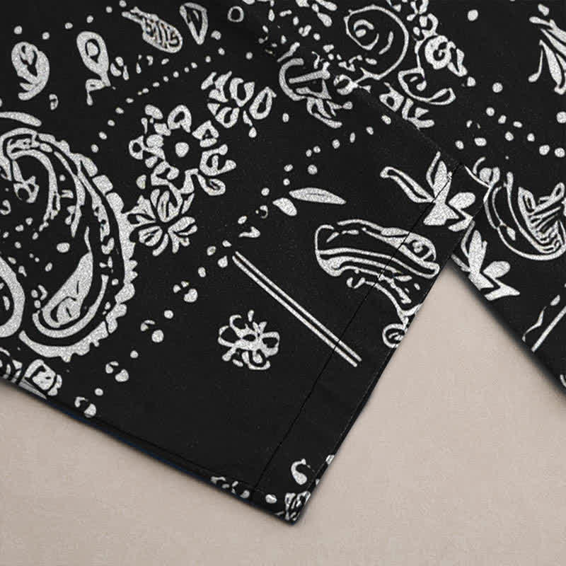 Buddha Stones Herrenhose mit schmal zulaufendem Schnitt und Taschen, Baumwoll-Cashew-Muster, Paisley-Blumen, Paisley-Verzierung - image 3