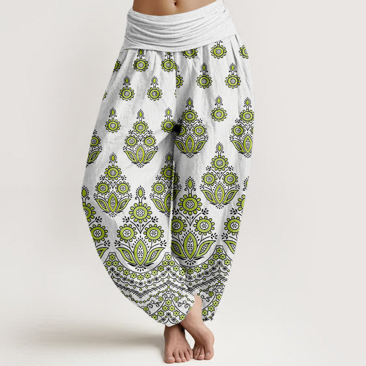 Buddha Stones Damen-Haremshose aus reiner Baumwolle mit Mandala-Blumenmuster und elastischem Bund - Hellgrün - US16, UK/AU20, EU48 (3XL) - image 6