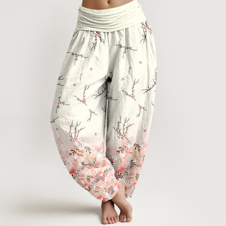 Buddha Stones Baumwoll-Haremshose mit Boho-Blumenmuster und elastischem Bund für Damen - Rosa - US16, UK/AU20, EU48 (3XL) - image 3