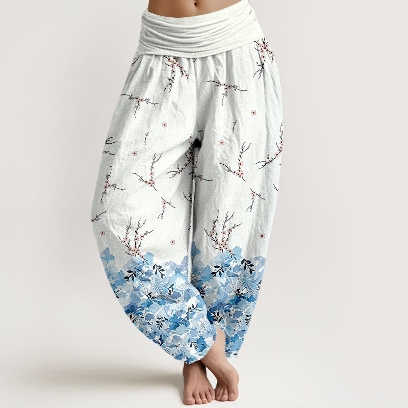 Buddha Stones Baumwoll-Haremshose mit Boho-Blumenmuster und elastischem Bund für Damen - Hellblau - US16, UK/AU20, EU48 (3XL) - image 6