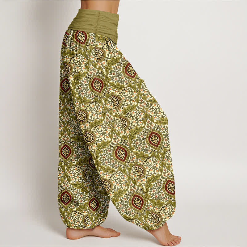 Buddha Stones Damen-Haremshose aus reiner Baumwolle mit Paisley-Rautenmuster und elastischem Bund - image 1