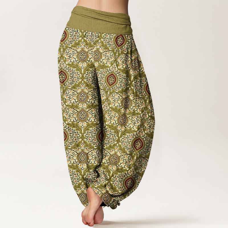 Buddha Stones Damen-Haremshose aus reiner Baumwolle mit Paisley-Rautenmuster und elastischem Bund - image 2