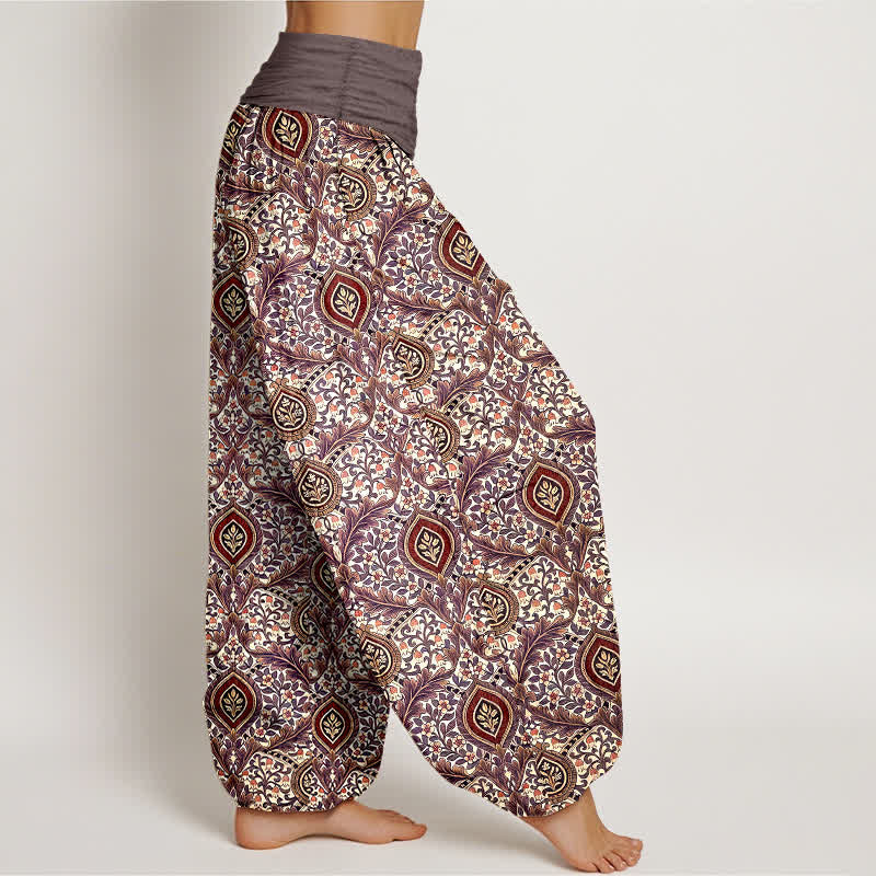 Buddha Stones Damen-Haremshose aus reiner Baumwolle mit Paisley-Rautenmuster und elastischem Bund - image 4
