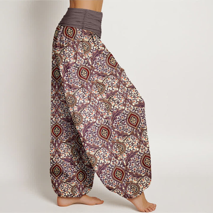 Buddha Stones Damen-Haremshose aus reiner Baumwolle mit Paisley-Rautenmuster und elastischem Bund - image 4