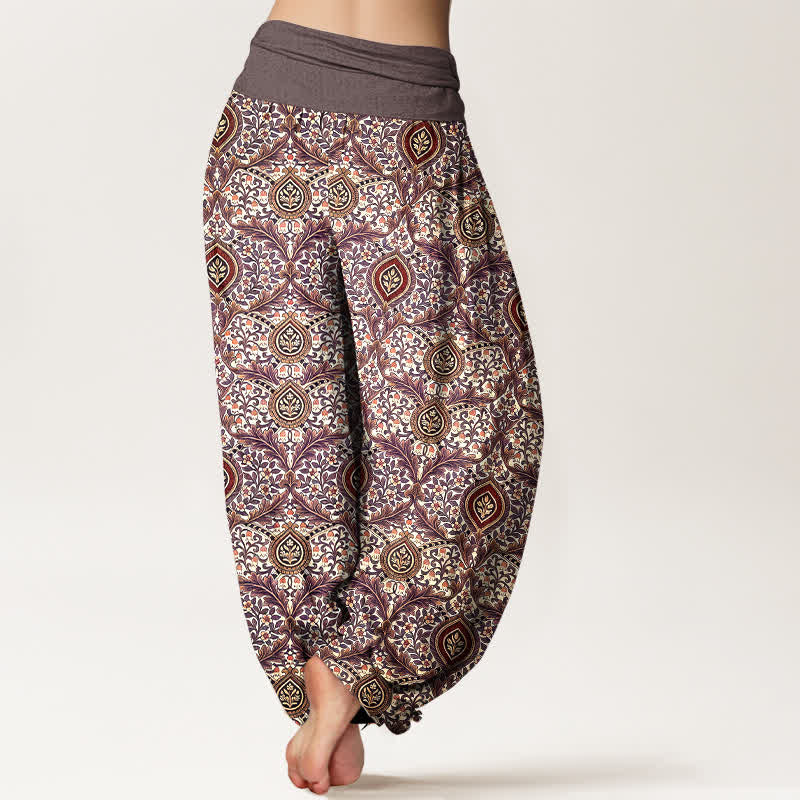 Buddha Stones Damen-Haremshose aus reiner Baumwolle mit Paisley-Rautenmuster und elastischem Bund - image 5