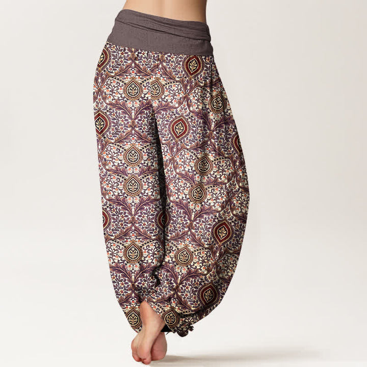 Buddha Stones Damen-Haremshose aus reiner Baumwolle mit Paisley-Rautenmuster und elastischem Bund - image 5