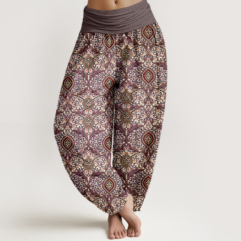 Buddha Stones Damen-Haremshose aus reiner Baumwolle mit Paisley-Rautenmuster und elastischem Bund - Braun - US16, UK/AU20, EU48 (3XL) - image 3