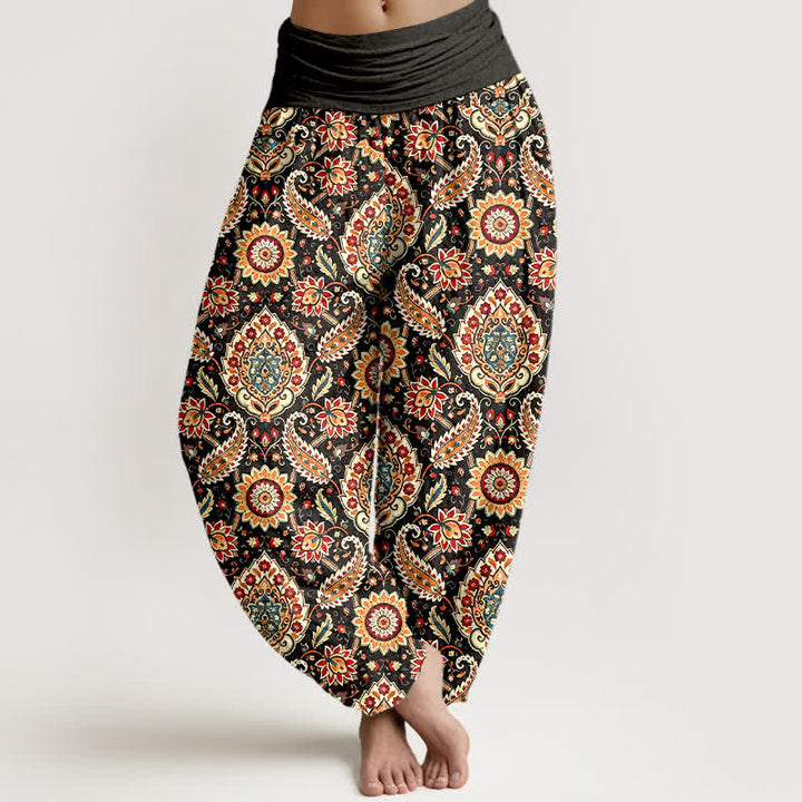 Buddha Stones Baumwoll-Haremshose mit Boho-Mandala-Paisley-Muster und elastischem Bund für Damen - Schwarz - US16, UK/AU20, EU48 (3XL) - image 0