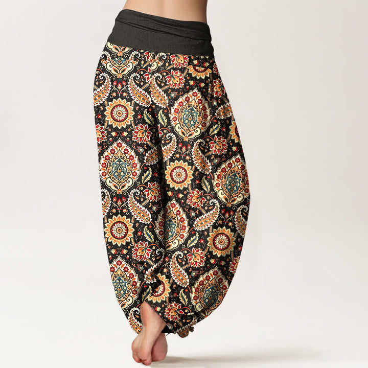 Buddha Stones Baumwoll-Haremshose mit Boho-Mandala-Paisley-Muster und elastischem Bund für Damen - image 2