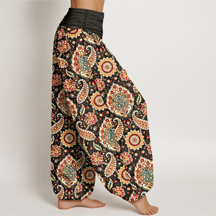 Buddha Stones Baumwoll-Haremshose mit Boho-Mandala-Paisley-Muster und elastischem Bund für Damen - image 1