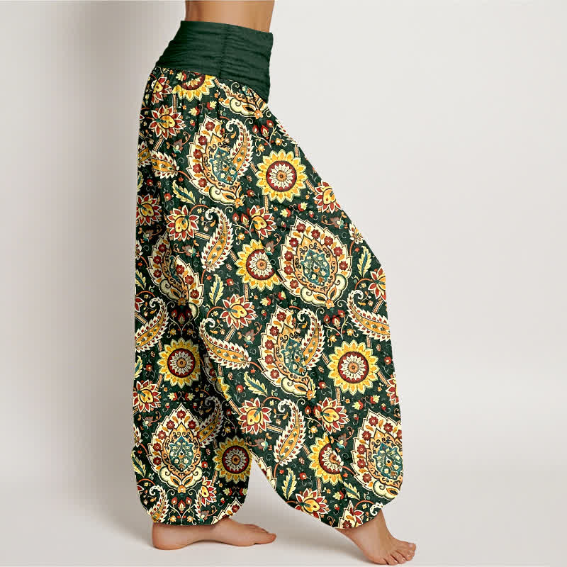 Buddha Stones Baumwoll-Haremshose mit Boho-Mandala-Paisley-Muster und elastischem Bund für Damen - image 4