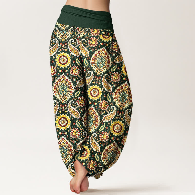 Buddha Stones Baumwoll-Haremshose mit Boho-Mandala-Paisley-Muster und elastischem Bund für Damen - image 5