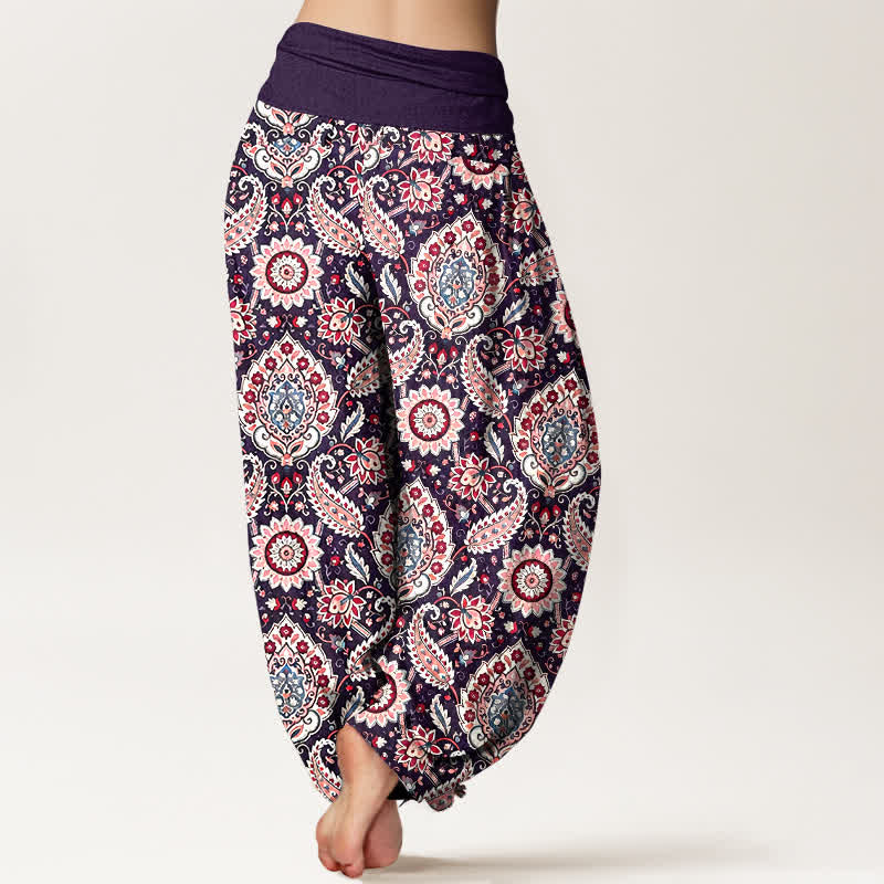 Buddha Stones Baumwoll-Haremshose mit Boho-Mandala-Paisley-Muster und elastischem Bund für Damen - image 8