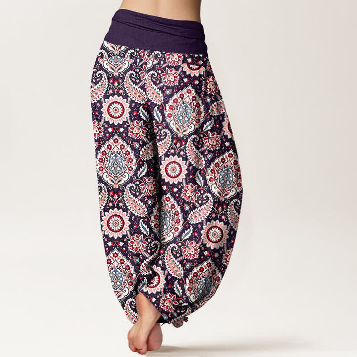 Buddha Stones Baumwoll-Haremshose mit Boho-Mandala-Paisley-Muster und elastischem Bund für Damen - image 8