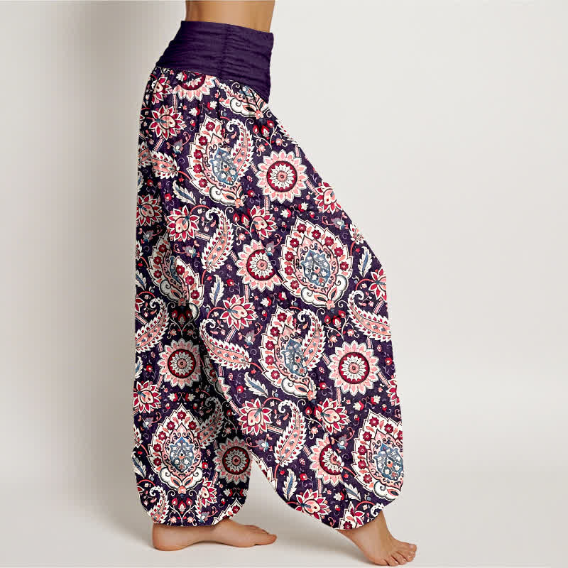 Buddha Stones Baumwoll-Haremshose mit Boho-Mandala-Paisley-Muster und elastischem Bund für Damen - image 7