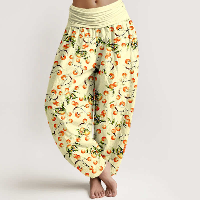 Buddha Stones Damen-Haremshose aus reiner Baumwolle mit Mandarinenblattmuster und elastischem Bund - Zitronen-Chiffon - US16, UK/AU20, EU48 (3XL) - image 6