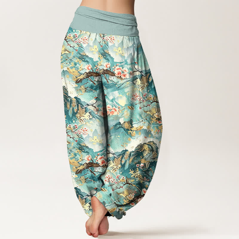 Buddha Stones Damen-Haremshose aus reiner Baumwolle mit orientalischem Blumenmuster und elastischem Bund - image 2