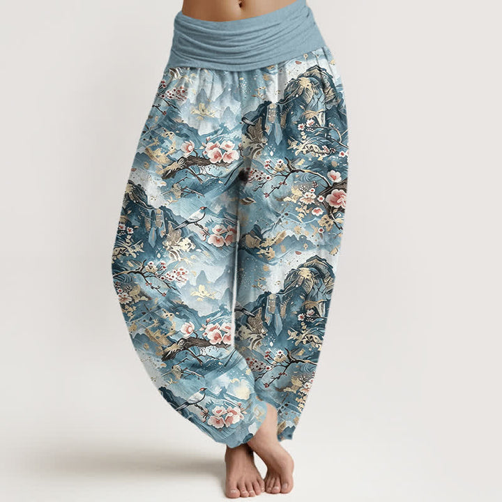 Buddha Stones Damen-Haremshose aus reiner Baumwolle mit orientalischem Blumenmuster und elastischem Bund - Helltürkis - US16, UK/AU20, EU48 (3XL) - image 3