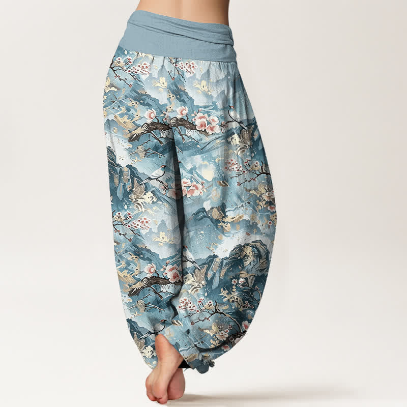 Buddha Stones Damen-Haremshose aus reiner Baumwolle mit orientalischem Blumenmuster und elastischem Bund - image 5