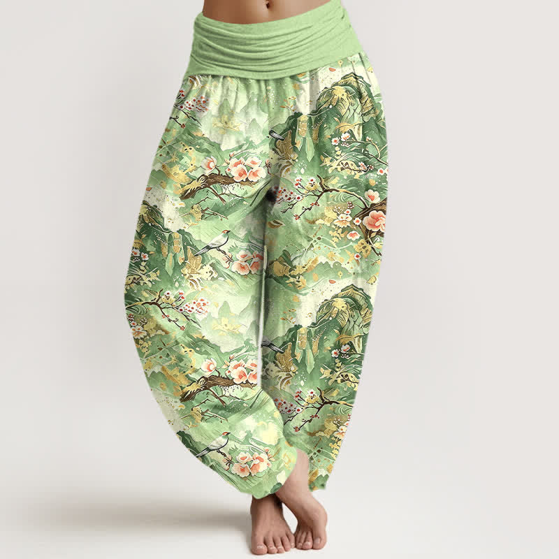 Buddha Stones Damen-Haremshose aus reiner Baumwolle mit orientalischem Blumenmuster und elastischem Bund - Hellgrün - US16, UK/AU20, EU48 (3XL) - image 6
