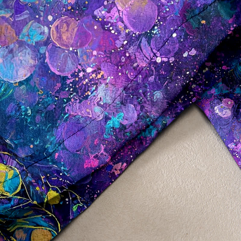 Buddha Stones Damenhose aus reiner Baumwolle mit Pfauenfedermuster, elastischem Bund und Taschen - image 1