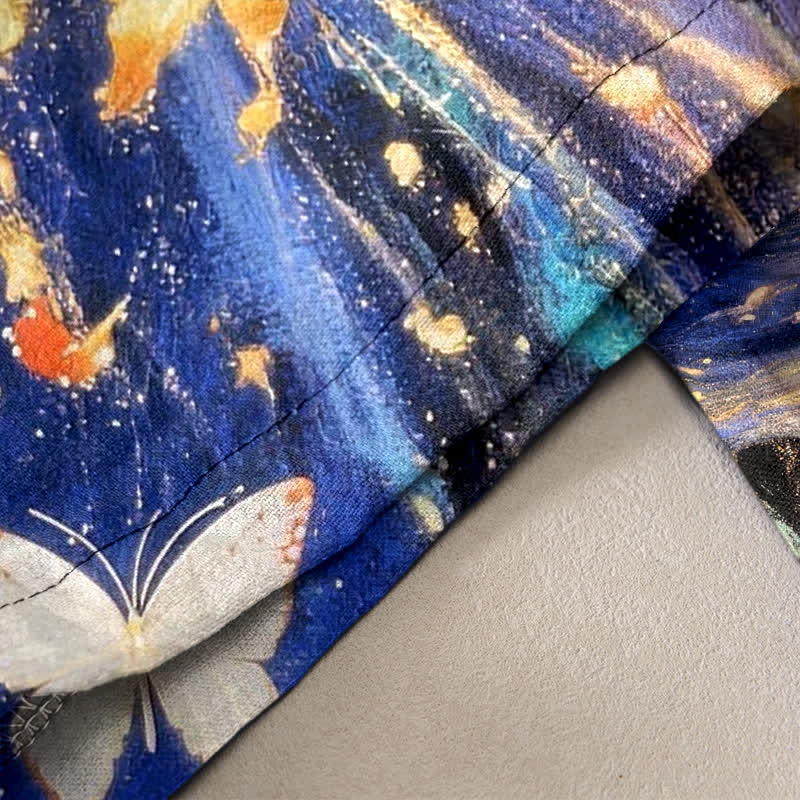 Buddha Stones Baumwollhose für Damen mit elastischem Bund, Taschen und Sternen-Schmetterlings-Schleifenmuster - image 3