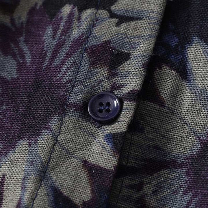Buddha Stones Frühlingshaftes Vintage-Kleid für Damen mit Stehkragen, Knopfleiste, Blumenmuster, ellbogenlangen Ärmeln und Taschen - image 8