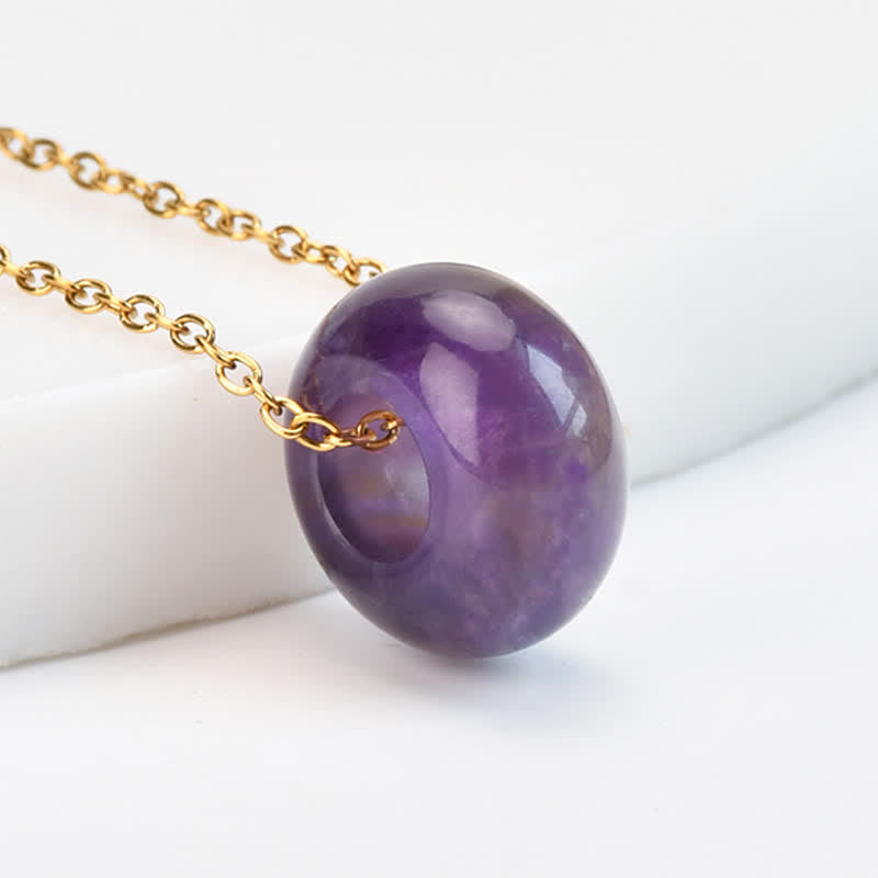 Buddha Stones Natürliche Rosenquarz- und grüne Aventurin-Rundkristall-Heilungskette - Natürlicher Amethyst (Farbe kann variieren) - image 16