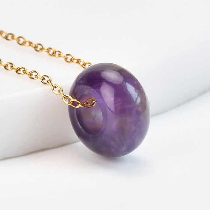 Buddha Stones Natürliche Rosenquarz- und grüne Aventurin-Rundkristall-Heilungskette - Natürlicher Amethyst (Farbe kann variieren) - image 16