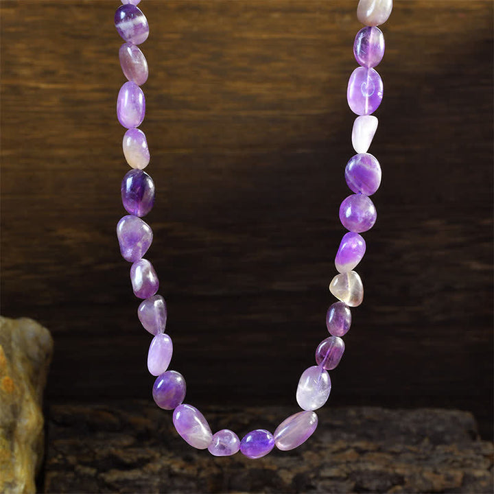 Buddha Stones Halskette aus natürlichen indischen Achatperlen in unregelmäßigen Formen - Natürlicher Amethyst (Farbe kann variieren) - image 9