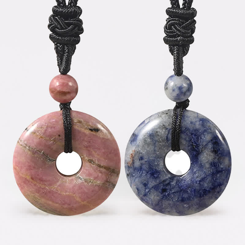 Buddha Stones Natürliche Rhodonit-Grauachat-Friedensschnalle-Glückskette - image 0