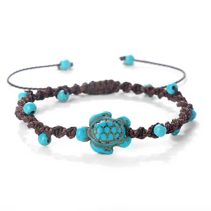Buddha Stones Türkisfarbenes Armband mit Schildkrötenmotiv und geflochtenem Seil zum Schutz - Dunkelbraunes Seil - image 18