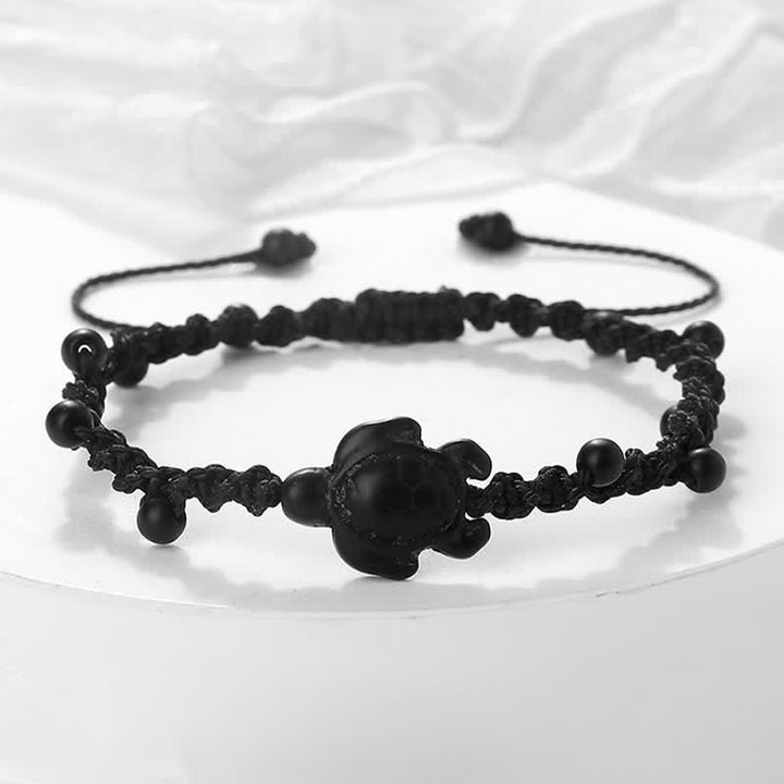 Buddha Stones Türkisfarbenes Armband mit Schildkrötenmotiv und geflochtenem Seil zum Schutz - Schwarzes Seil - image 7