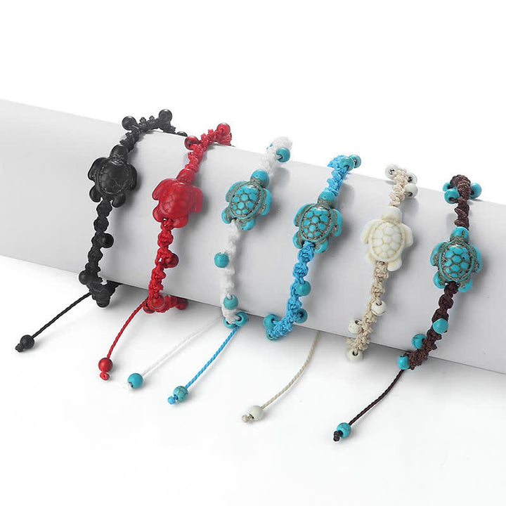 Buddha Stones Türkisfarbenes Armband mit Schildkrötenmotiv und geflochtenem Seil zum Schutz - image 26