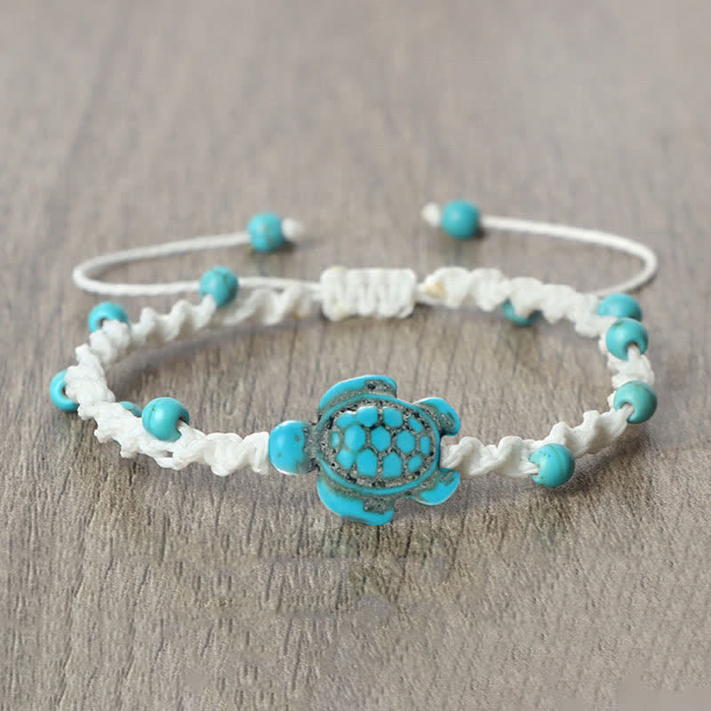 Buddha Stones Türkisfarbenes Armband mit Schildkrötenmotiv und geflochtenem Seil zum Schutz - image 15
