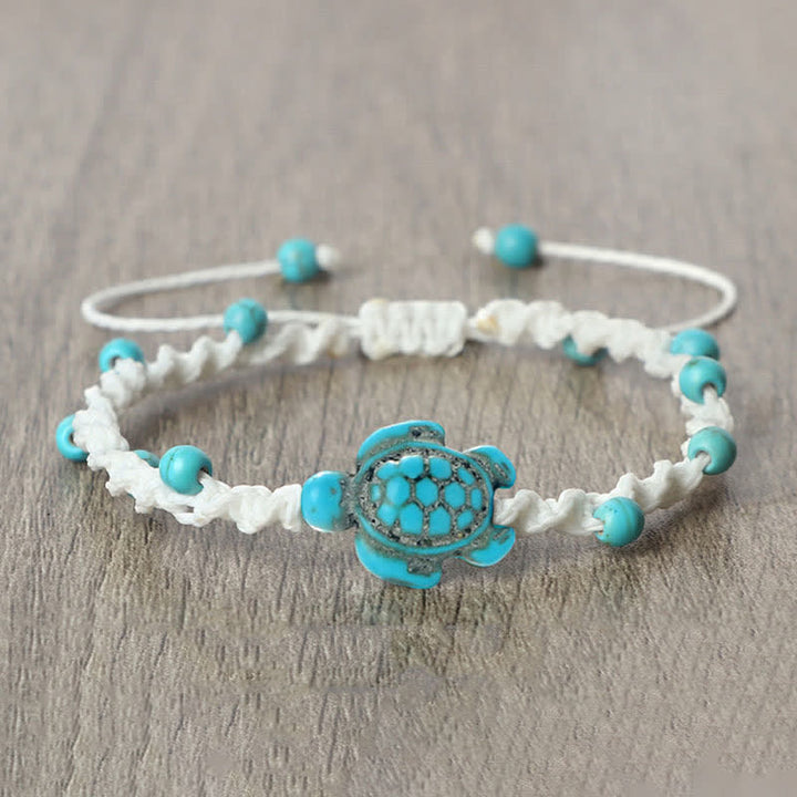 Buddha Stones Türkisfarbenes Armband mit Schildkrötenmotiv und geflochtenem Seil zum Schutz - image 15