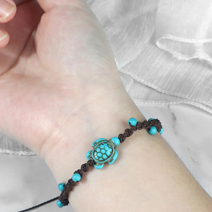 Buddha Stones Türkisfarbenes Armband mit Schildkrötenmotiv und geflochtenem Seil zum Schutz - image 19