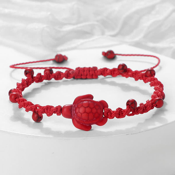 Buddha Stones Türkisfarbenes Armband mit Schildkrötenmotiv und geflochtenem Seil zum Schutz - Rotes Seil - image 11